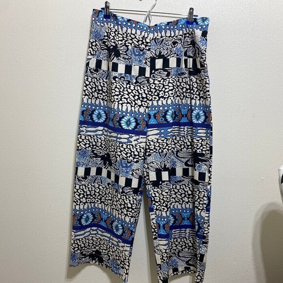 Leo & Ugo Blue Baltic Casual Relaxed Crop Pants Size 3 Medium - Picture 1 of 9